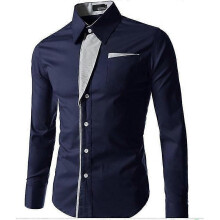 (S, Blue) Men's Shirt Long Sleeve Casual Shirt Long Sleeve Shirt