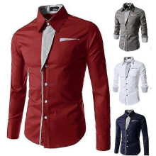 (M, Red) Men's Shirt Long Sleeve Casual Shirt Long Sleeve Shirt