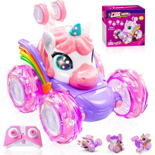 Unicorn Remote Control Cars, Toy Cars for Kids Age 3 4 5 6, RC Stunt Car with LED Light