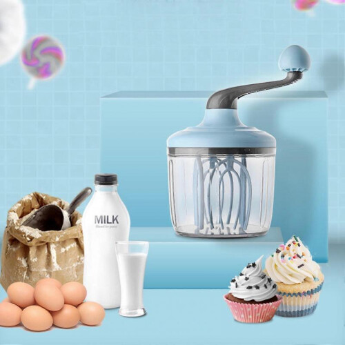 HandCranked Cream Mixer Manual Egg Beater Baking Blending Tools Household Kitchen Accessories,Blue 2