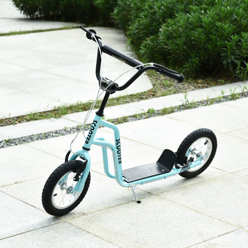 Homcom HOMCOM 75-80cm Kids Kick Scooter w/ Adjustable Handlebar Inflatable Wheels Blue