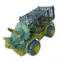 Dinosaur Transport Truck Playset Enlarged Carrier Vehicle Toy Playset with 3 Dinosaur Figure Tree Egg for Kids Triceratops