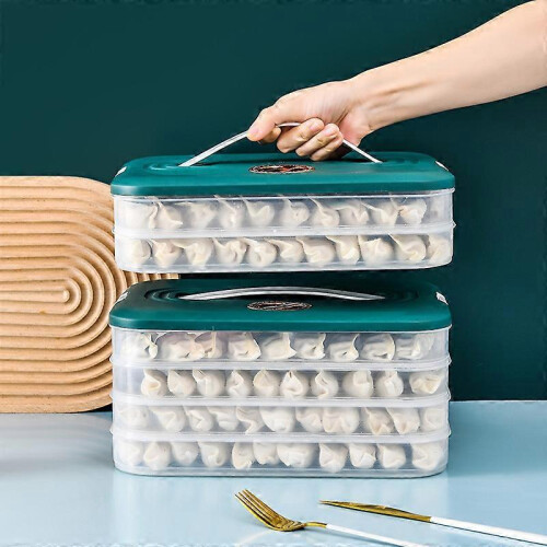 Large Capacity dumpling box portable storage box with timing multi-layer combination storage box kitchen refrigerator wonton box 2
