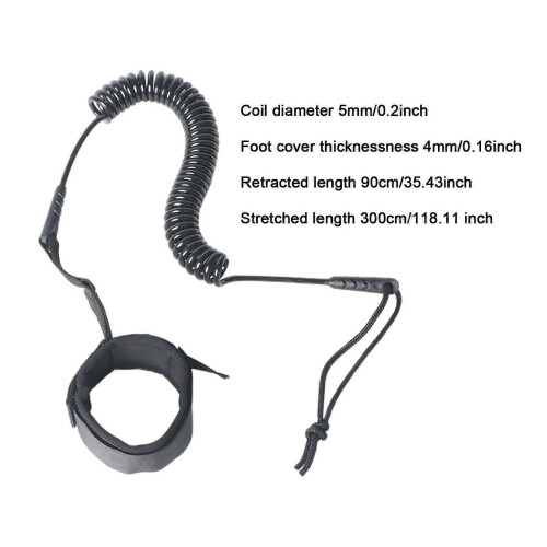 (Blue, One size) Coiled Surfboard Leash Lightweight Paddle Leash Shortboard Kayak Black 1