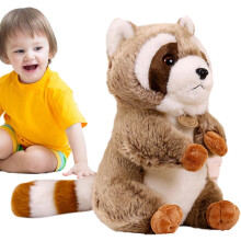 Raccoon de simulación de peluche de animales rellenos, peluche decorativo de ardilla para sala de estar, dormitorio, sala de estudio