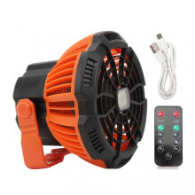 Outdoor Tent Fan Remote Control Hangable Fan with LED Light Battery Operated USB Rechargeable Fan for Hiking BBQ Travel Fishing