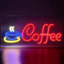 (As show, One size) FITNATE Coffee Neon Sign Bright LED Neon Light Sign USB Powered Caf Open Sign Wall Decor for Coffee Bar Stores Restaurant Decor, Includes Business Hou