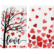 Juego 2 Paños Cocina San Valentín 41x58.5cm - Microfibra Absorbente con Diseño de Corazones