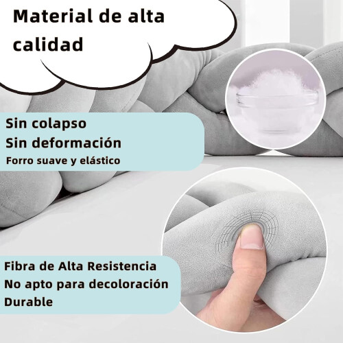 Protector Cuna Trenzado 3.6m - Algodón Hipoalergénico, Multiusos para Bebés 2