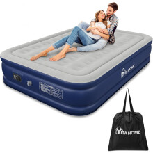 Colchón de Aire Autoinflable 203x151 cm con Bomba Integrada - Capacidad 300 kg, Base Antideslizante (Azul)