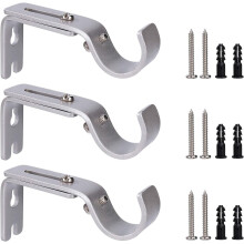 Soporte Ajustable para Barra de Cortinas de 20-25 mm - 3 Piezas con Tornillos y Tubos de Expansión, Metal Resistente (Plata)