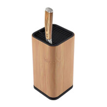 (style433, Bamboo design) Universal cutter holder bracket, stainless steel organizer with scissors slot, space saving countertop storage station