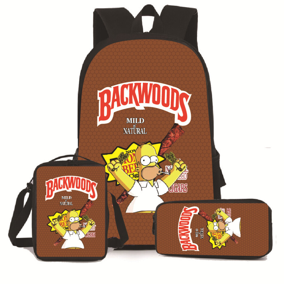 (Style I, 3-piece Set (Backpack + Crossbody Bag + Pencil Case)) Simpson Backpack Backwoods Cigar Backpack Shoulder Bag Pencil Case 3-piece Set-image-OPC-PHRC9R6-NEW