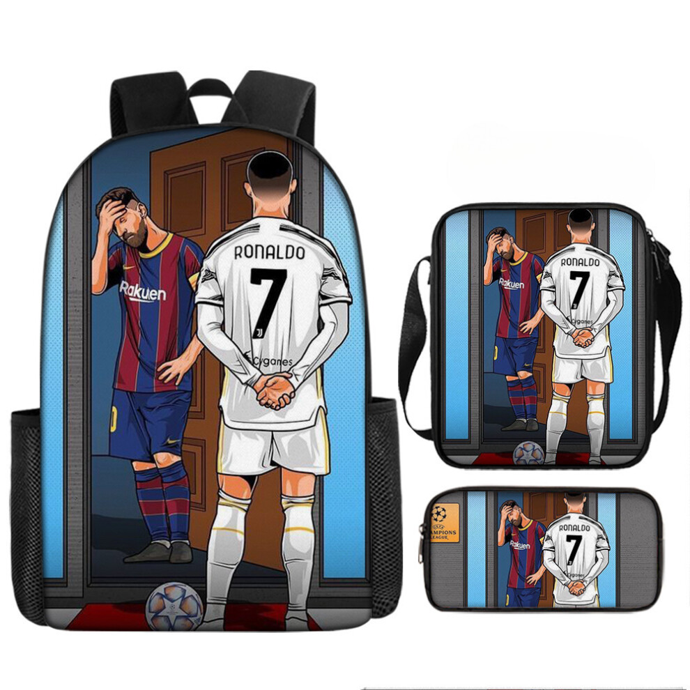 (V, Set of 3 Bags) Football Backpack Set of 3 - Miami Player Messi - Rucksack, Pencil Case, Crossbody Bag Set-image-OPC-PHRCB6K-NEW