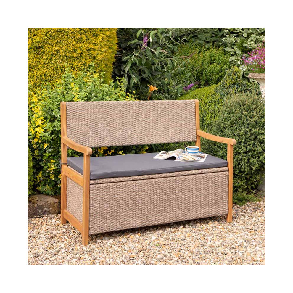 Alderley Rattan Storage Bench - Steel - L60 x W120 x H90 cm - Natural