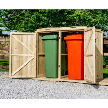 Chatburn Double Wheelie Bin Store - Timber - L80.4 x W134 x H120 cm - Fits 1 x 180L or 1 x 240L & 1 x 140L Wheelie Bins