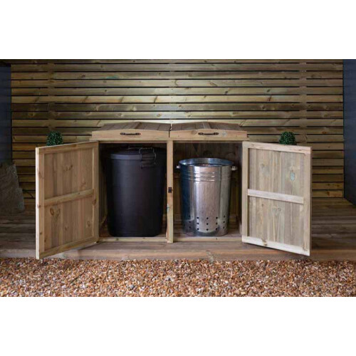 Paythorne Dustbin Store Double - Timber - L64 x W122.5 x H88 cm