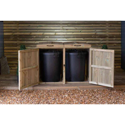 Paythorne Dustbin Store Double - Timber - L64 x W122.5 x H88 cm 1