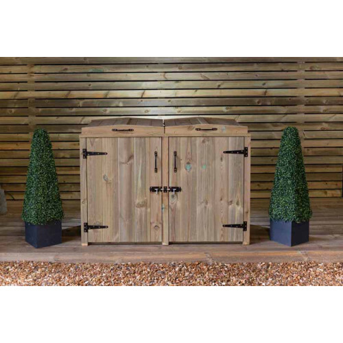 Paythorne Dustbin Store Double - Timber - L64 x W122.5 x H88 cm 2