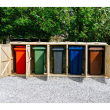Chatburn Quintet Wheelie Bin Store - Timber - L80.4 x W342.2 x H120 cm - Fits 4 x 180L or 4 x 240L & 1 x 140L Wheelie Bins