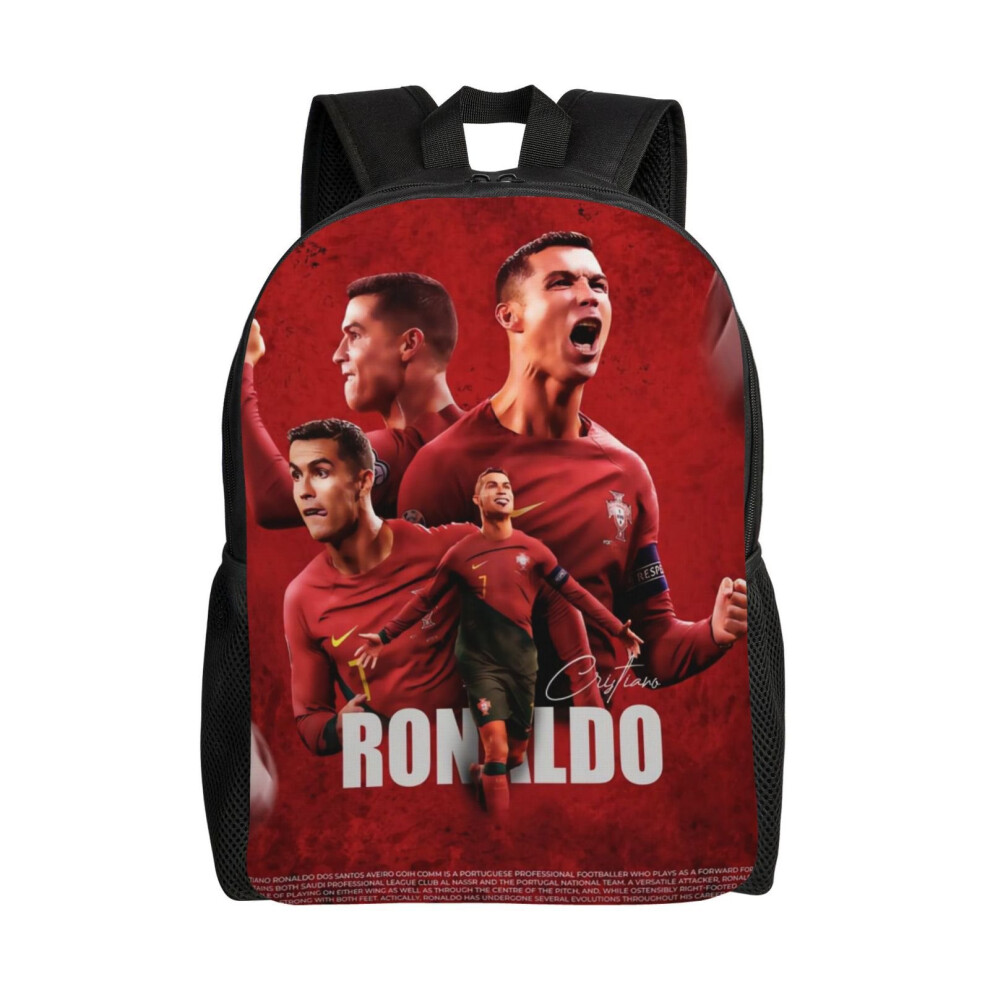 (17-inch CR7 Backpack-3) Children's School Backpack Large Capacity Printed with Football Star CR7 for Elementary Students-image-OPC-PHRCCMR-NEW