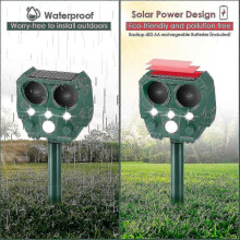 Garden Fox Repellent, Solar Powered & Waterproof Animal Deterrent, Outdoor Farm Garden Yard, Effective for Cats, Dogs, Foxes, Birds, Skunks