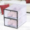 2pcs Clear Foldable Plastic Drawer Shoe Storage Case Stackable Box Organizer ,Black 2