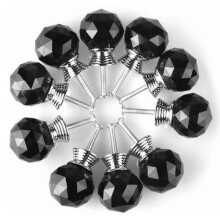 Lot de 10 Poigne Bouton de Porte forme Diamtre 30mm Cristal Noir, Boutons d'armoire Mant Rond Verre Boutons Dcoration pour Meuble Tiroir