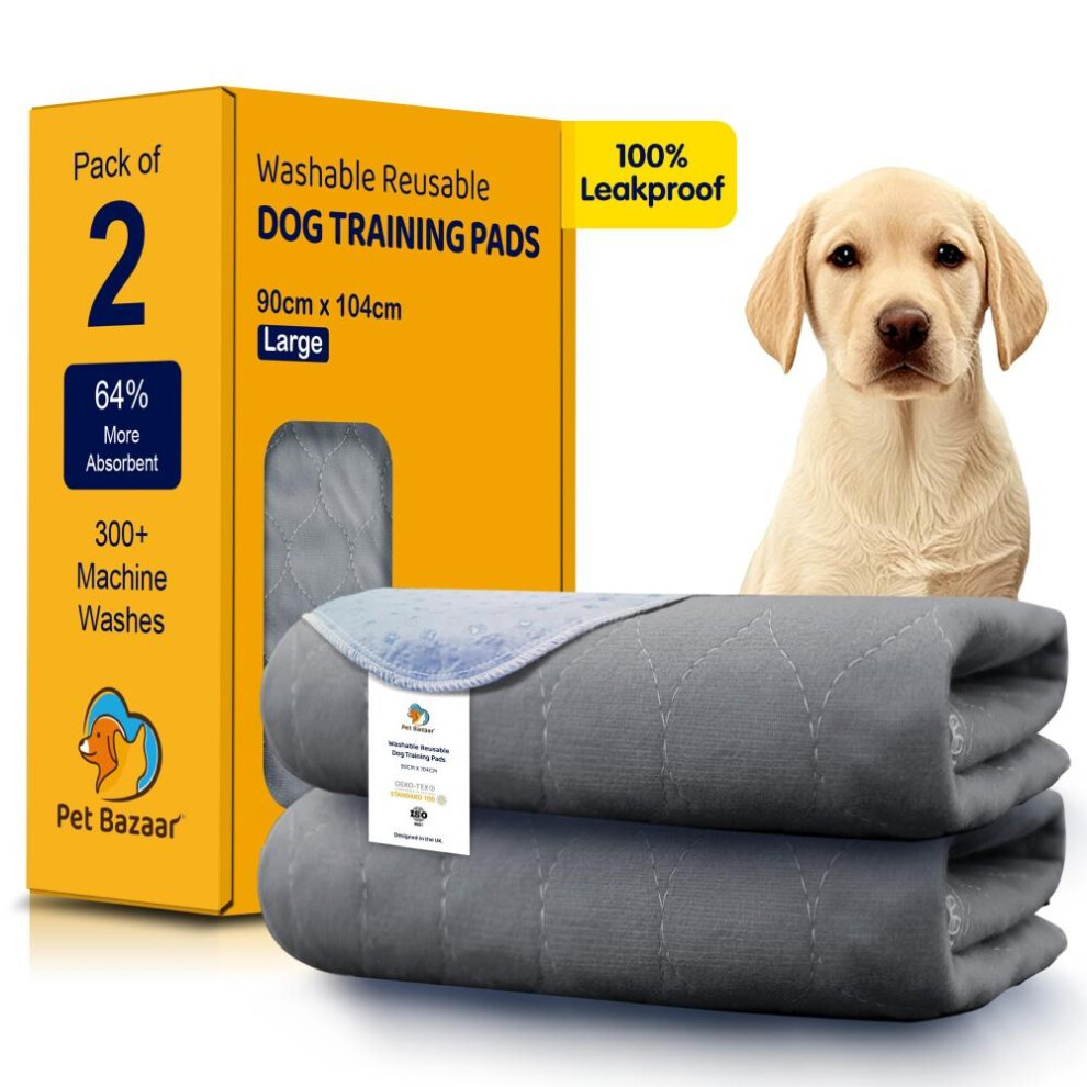 Vitality Care (2 Pack - Large 90X104cm) Washable Large Pet Pee Pads Mats Puppy Training Toilet Reusable Pad Wee Dog 90 X 104Cm
