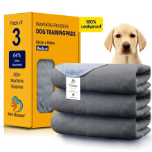 (3 Pack - Medium 60x90cm) Reusable Dog Training Pads, Washable Puppy Pads, Super Absorbent 60 x 90 cm