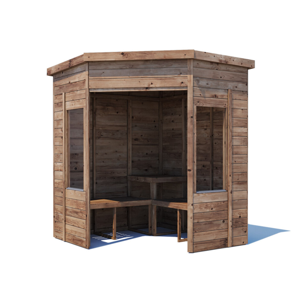 Dunster House Garden Corner Arbour with Glazed Panels, W1.8m x D1.8m / W6' x D6', Pressure Treated, Apocallipo
