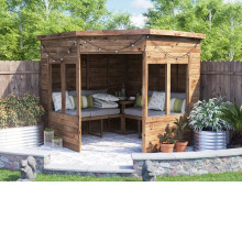 Corner Garden Arbour with Glazed Panels, W2.4m x D2.4m / W8' x D8', Pressure Treated, Apocallipo - Dunster House