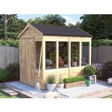 Potting Shed Apex Roof W6' x D8' (W1.8m x D2.4m) Pressure Treated Superfelt Overlord Modular Dunster House
