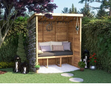 Garden Arbour With Pent Roof, W1.8m x D1.2m / W6' x D4', Pressure Treated, Apocallipo - Dunster House