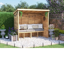 Garden Arbour With Pent Roof, W2.4m x D1.2m / W8' x D4', Pressure Treated, Apocallipo - Dunster House