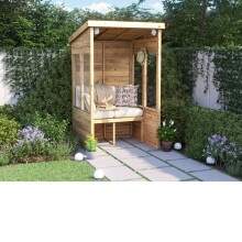 Garden Arbour With Glazed Panels, W1.2m x D1.2m / W4' x D4', Pressure Treated, Apocallipo - Dunster House