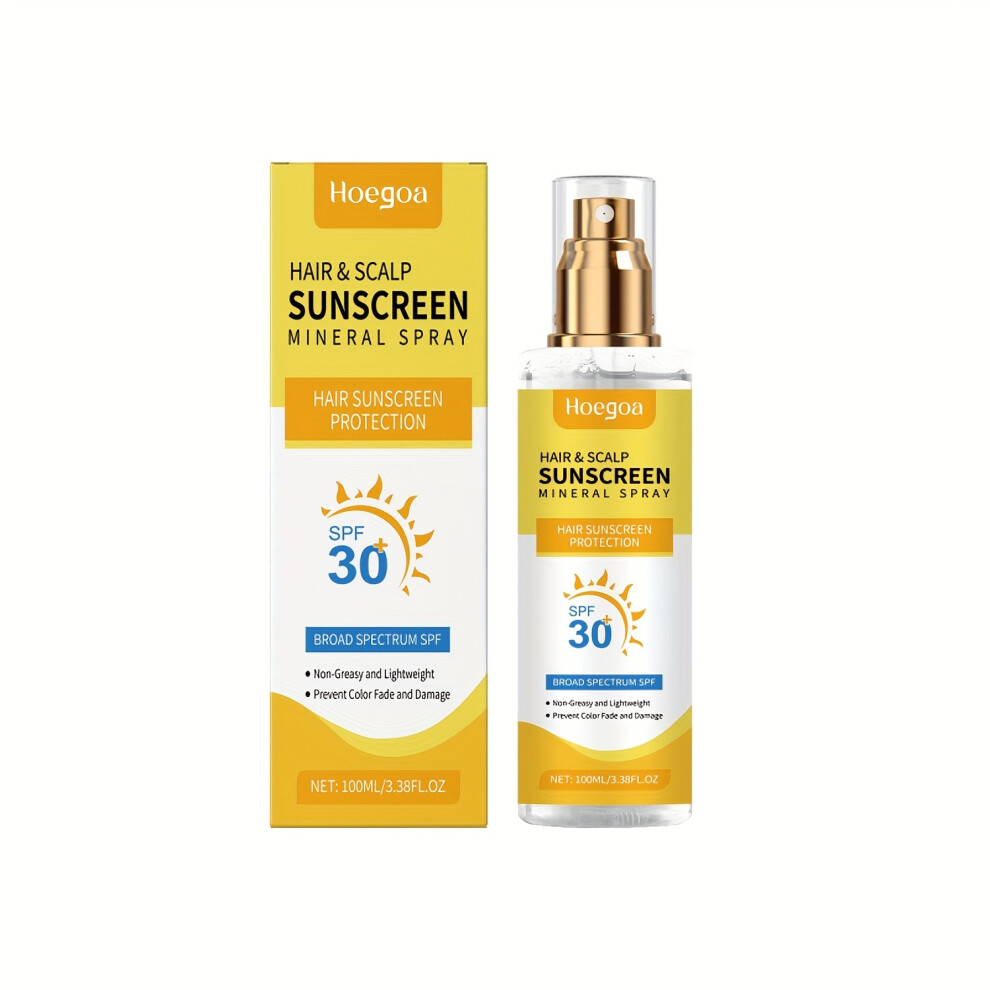 (1pc) Hogoa Hair & Scalp Sunscreen Spray With Mineral 30 - Alcohol-Free, Hypoallergenic Cooling Mist For Sun Protection, Travel & Beach Essentials