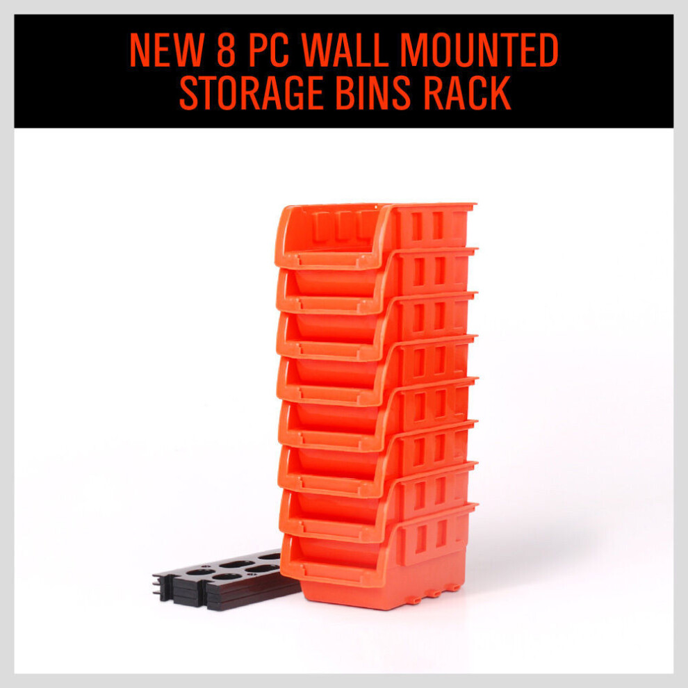 (Red) 8Pc Small Parts Storage Tool Box Stackable Side By Side Rack 9320810044225