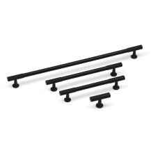 (128mm Handle) Matt Black Textured Cabinet Reeded T-Bar Handles