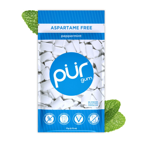 PUR Gum, Peppermint, Sugar Free, Xylitol, 55 Pieces (Pack of 1)