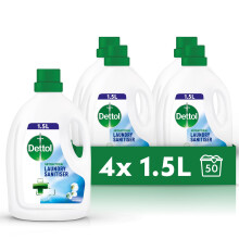 Dettol Antibacterial Laundry Cleanser, Sanitiser Additive, Fresh Cotton Fragrance, Multipack of 4 x 1.5 L, Total of 6L (Packaging may vary)