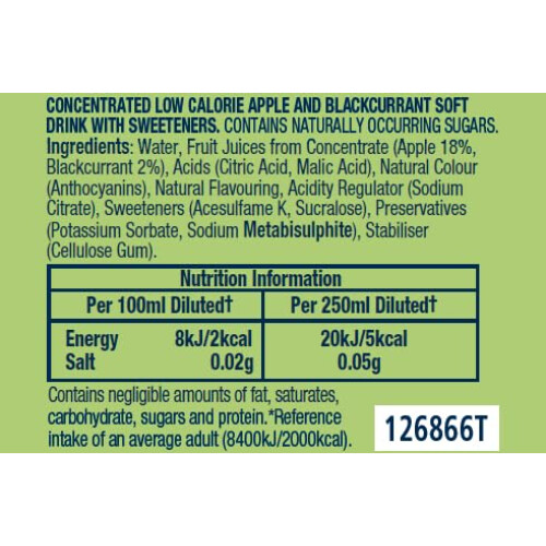Robinsons Double Strength Apple & Blackcurrant No Added Sugar Squash 1.75L 2