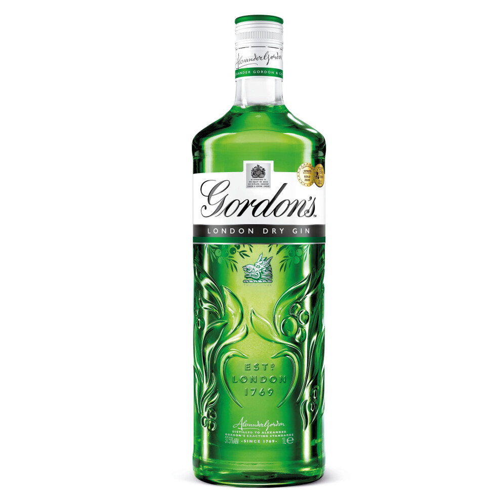 Gordons Gordon's London Dry Gin, 37.5% Vol, 1L, Juniper-Dominant
