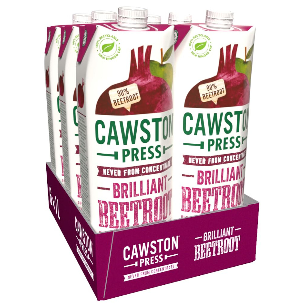 Cawston Press Brilliant Beetroot Pressed Juice 1 Litre (Pack Of 6) - Pure Pressed Beetroot, Vegan, No Added Sugar