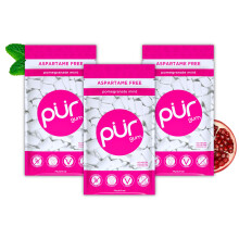 PUR Gum Sugar Free, Xylitol, Vegan, Pomegranate Mint, 55 Pieces (Pack of 3)