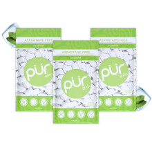 PUR Gum Sugar Free, Xylitol, Vegan, Coolmint, 55 Pieces (Pack of 3)