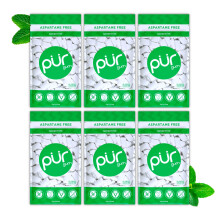 PUR Gum Sugar Free, Xylitol, Vegan, Spearmint, 55 Pieces (Pack of 6)