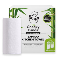 The Cheeky Panda Bamboo Kitchen Roll | 2 Kitchen Rolls - 200 Super Strong Sheets | Naturally Strong and Absorbent Plastic Free Kitchen Paper Towels