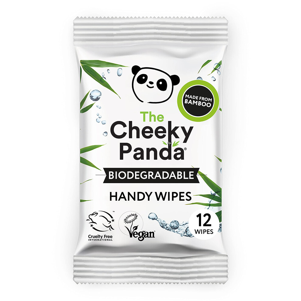 The Cheeky Panda Bamboo Hand Wipes | 12 Travel Wipes | 100% Plastic Free And Biodegradable Wet Wipes