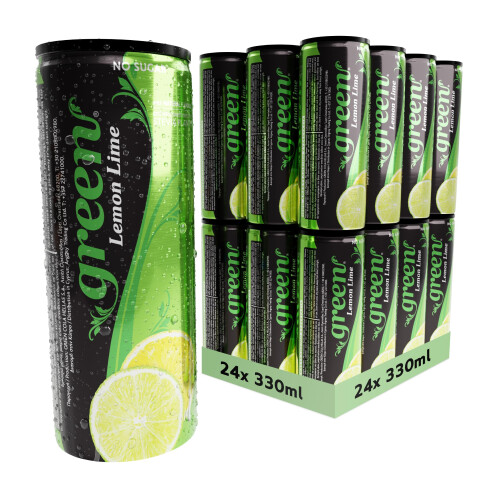 Green Lemon Lime Soft Drink, 24 x 330ml, No Sugar